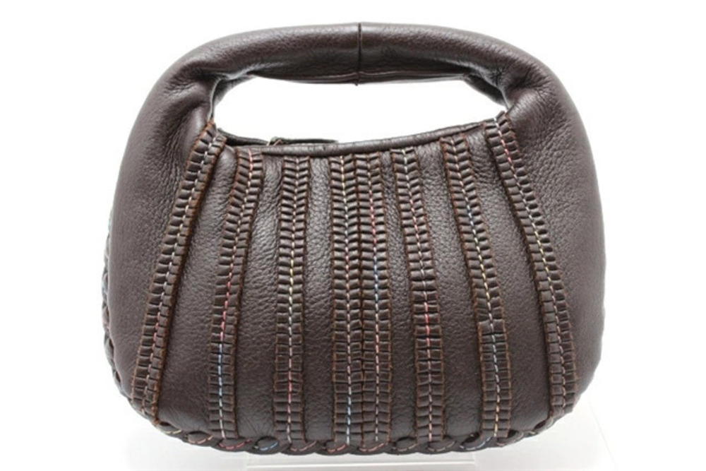 BOTTEGA VENETA handbag embossed leather brown